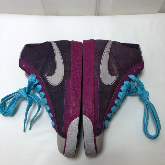 Nike Blazer Hightop Purple Gray & Blue Women’s Sneakers Size 6 - Picture 8 of 11